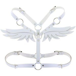 White Angel Wing Body Harness Bra Chest Strappy Kawaii Rave Festival Cosplay